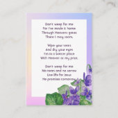 Carte De Visite Christian Memorial  Watercolor Wild Violet (Dos)