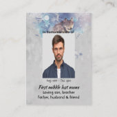 Carte De Visite Christian Pocket Keepsaké loup commémoratif (Dos)