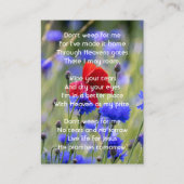 Carte De Visite Christian Poppy Cornflower Meadow  Memorial  (Devant)