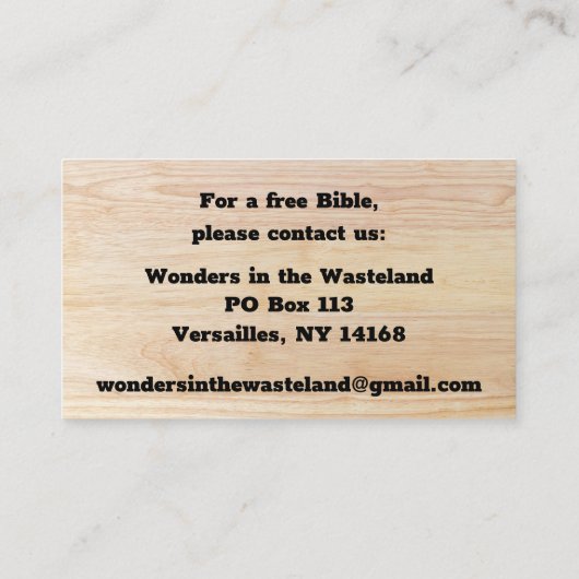 Carte De Visite Christian Romans Road Evangile ABC Salut (Dos)