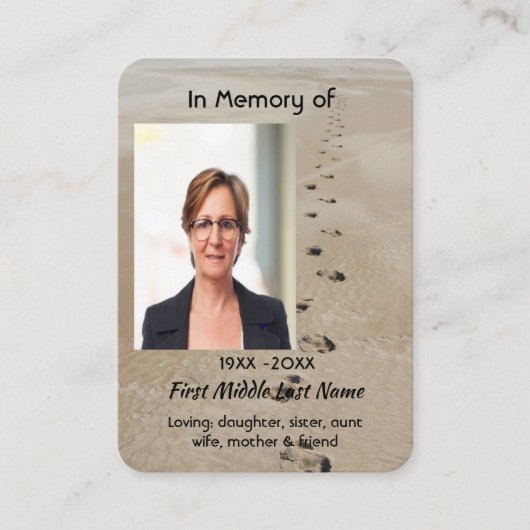 Carte De Visite Christian Scripture Keepsake Footprints in Sand (Devant)