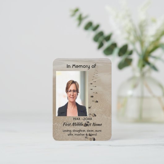 Carte De Visite Christian Scripture Keepsake Footprints in Sand (Debout devant)