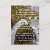 Carte De Visite Christian Waterfall Landscape Memorial Keepsake (Dos)