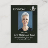 Carte De Visite Christian White Egret Bird Memorial Keepsake  (Devant)
