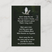 Carte De Visite Christian White Egret Bird Memorial Keepsake  (Dos)