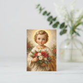 Carte De Visite Christmas Child Jesus Catholic Funeral Memorial  (Debout devant)