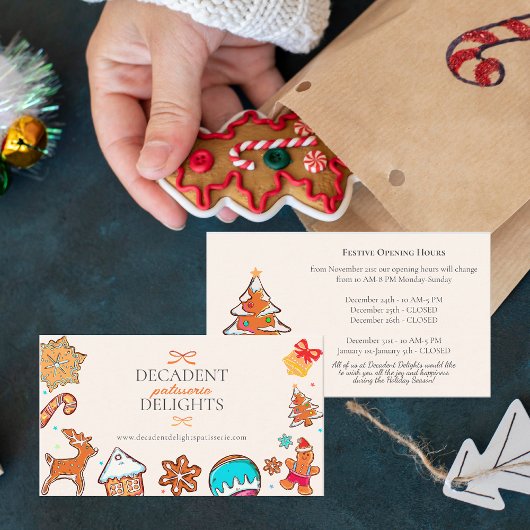 Carte De Visite Christmas Gingerbread Cookies Bakery Opening Hours
