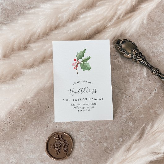 Carte De Visite Christmas Greenery Changement d'adresse Insérer la