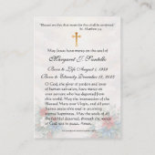 Carte De Visite Christmas Mother Mary  Catholic Funeral Memorial  (Dos)