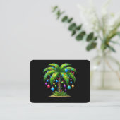 Carte De Visite Christmas Palm Tree Light Hawaiian Tropical New Ye (Debout devant)