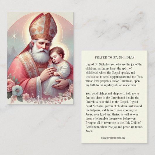 Carte De Visite Christmas St. Nicholas. Baby Jesus Feast Day (Devant / Derrière)