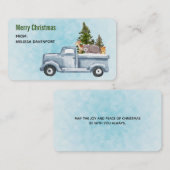 Carte De Visite Christmas Truck Carrying Trees & Animals (Devant / Derrière)