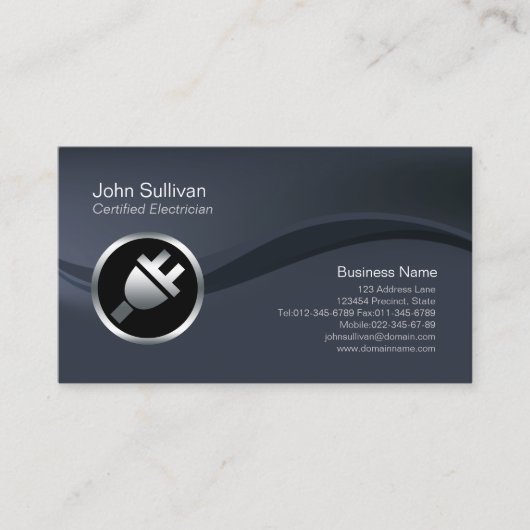 Carte De Visite Chrome Electric Plug Icon Electrician BusinessCard (Devant)