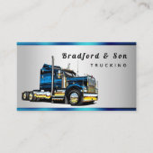 Carte De Visite Chrome Transport Blue Semi Trucking Company (Devant)