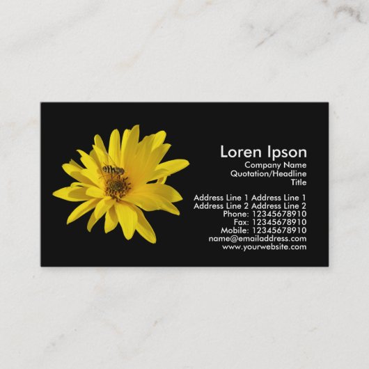 Carte De Visite Chrysanthème et vol stationnaire - Noir (Devant)