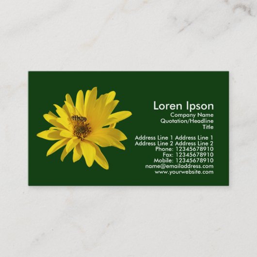 Carte De Visite Chrysanthème et vol stationnaire - Vert foncé (Devant)