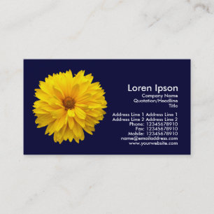 Carte De Visite Chrysanthème jaune - bleu marine