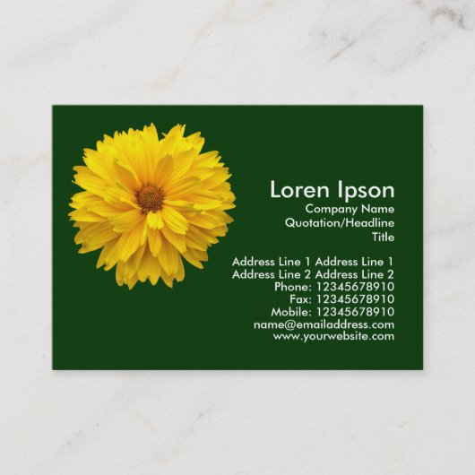 Carte De Visite Chrysanthème jaune - Vert foncé (Devant)