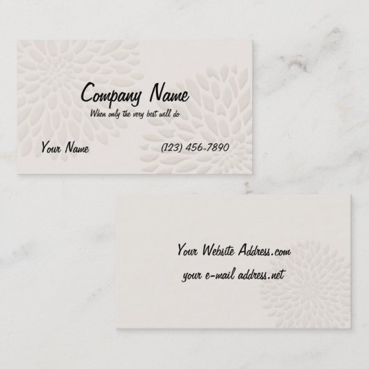 Carte De Visite Chrysanthèmes crèmes (Devant / Derrière)