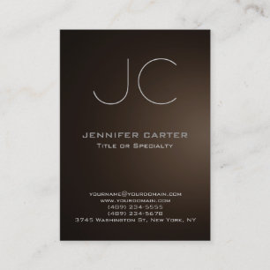 Carte De Visite Chubby moderne sépia brun monogramme professionnel