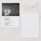 Carte De Visite Chubby Monogram Chalkboard Blanc Professionnel (Devant / Derrière)