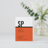 Carte De Visite Chubby Monogram Orange Black White Professional (Debout devant)