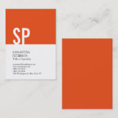 Carte De Visite Chubby Monogram Orange White Professional (Devant / Derrière)