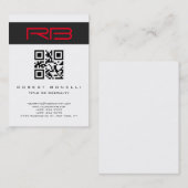 Carte De Visite Chubby Monogramme Blanc Rouge QR Code (Devant / Derrière)