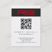 Carte De Visite Chubby Monogramme Blanc Rouge QR Code (Devant)