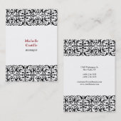 Carte De Visite Chubby noir blanc classique Ornate professionnel (Devant / Derrière)