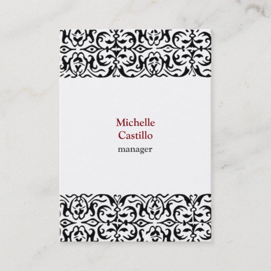 Carte De Visite Chubby noir blanc classique Ornate professionnel (Devant)