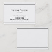 Carte De Visite Chubby Plain Noir Blanc Gestionnaire Consultant (Devant / Derrière)