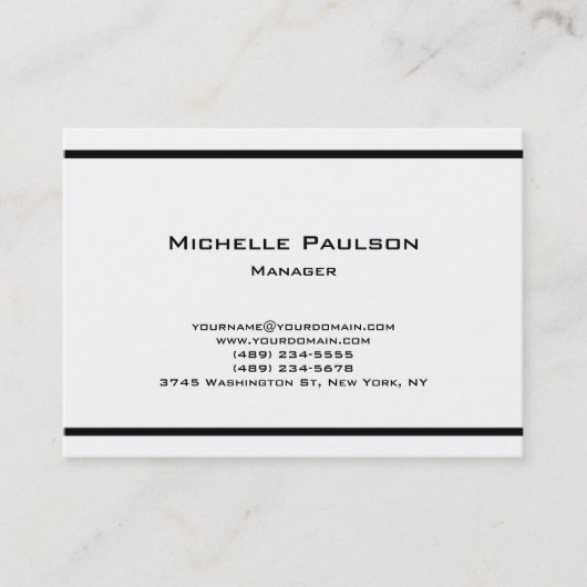 Carte De Visite Chubby Plain Noir Blanc Gestionnaire Consultant (Devant)