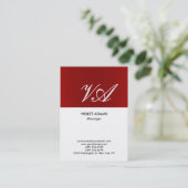 Carte De Visite Chubby rouge blanc monogramme professionnel modern (Debout devant)