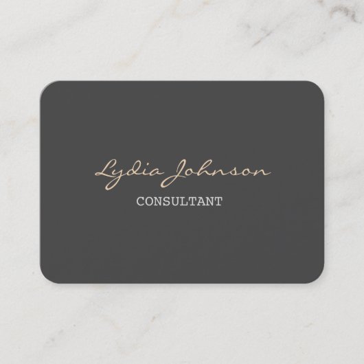 Carte De Visite Chubby Script élégant Arrière - plan gris tendance (Devant)