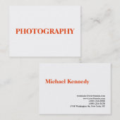 Carte De Visite Chubby Simple White Orange Photographe (Devant / Derrière)