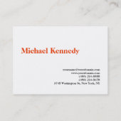 Carte De Visite Chubby Simple White Orange Photographe (Dos)
