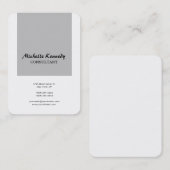 Carte De Visite Chubby Vertical Moderne Simple Gris Blanc Script (Devant / Derrière)
