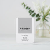 Carte De Visite Chubby Vertical Moderne Simple Gris Blanc Script (Debout devant)