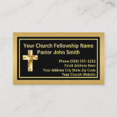 Carte De Visite Church Pastor Classy Or Brossé Noir (Devant)