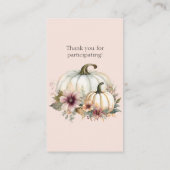 Carte De Visite Chute Rustique Blanc Citrouille Floral Déchets Raf (Dos)