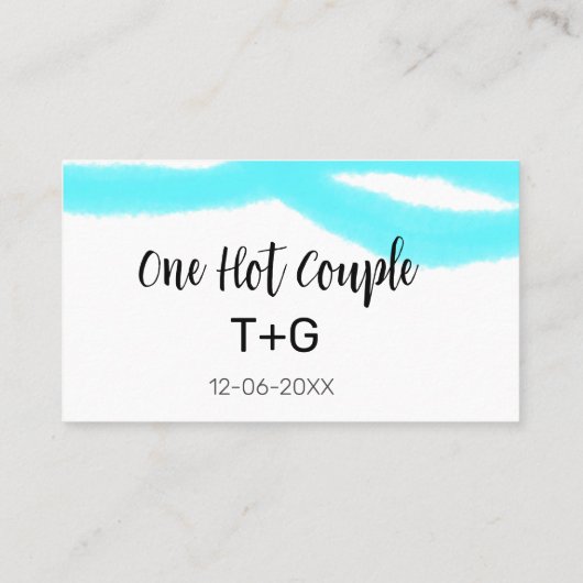 Carte De Visite Ciel aqua bleu pastel un couple chaud ajouter nom  (Dos)