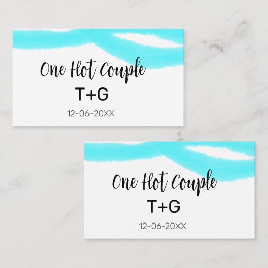 Carte De Visite Ciel aqua bleu pastel un couple chaud ajouter nom  (Devant / Derrière)