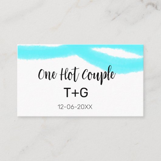 Carte De Visite Ciel aqua pastel un couple chaud ajouter nom date (Devant)