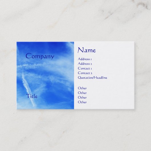 Carte De Visite ciel bleu (Devant)