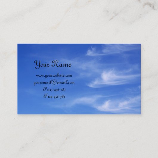 Carte De Visite Ciel bleu avec des nuages pour l'arrière - plan (Devant)