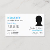 Carte De Visite Ciel bleu clair blanc avec Monogramme et photo (Dos)