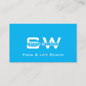 Carte De Visite Ciel bleu clair blanc avec Monogramme et photo (Devant)