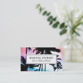 Carte De Visite Ciel bleu de coucher du soleil d'été de rose (Debout devant)