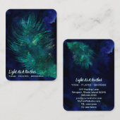 Carte De Visite *~* Ciel Bleu de minuit Boho en plumes d'émeraude  (Devant / Derrière)